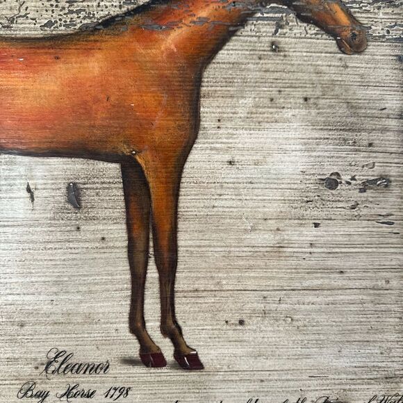 Vintage wall plaque / wooden board frame painting of horse by B. d’Arte F. Conz - Picture 3 of 6